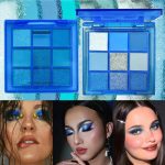 ⁦9 Colors Blue Eyeshadow Palette, Glitter Shimmer Matte Neutral Shades, High Pigmented Waterproof Grey Light Blue Eyeshadow, Shimmer Bright, Daily Party Sparkling Eyeshadow Palett⁩ - الصورة ⁦3⁩