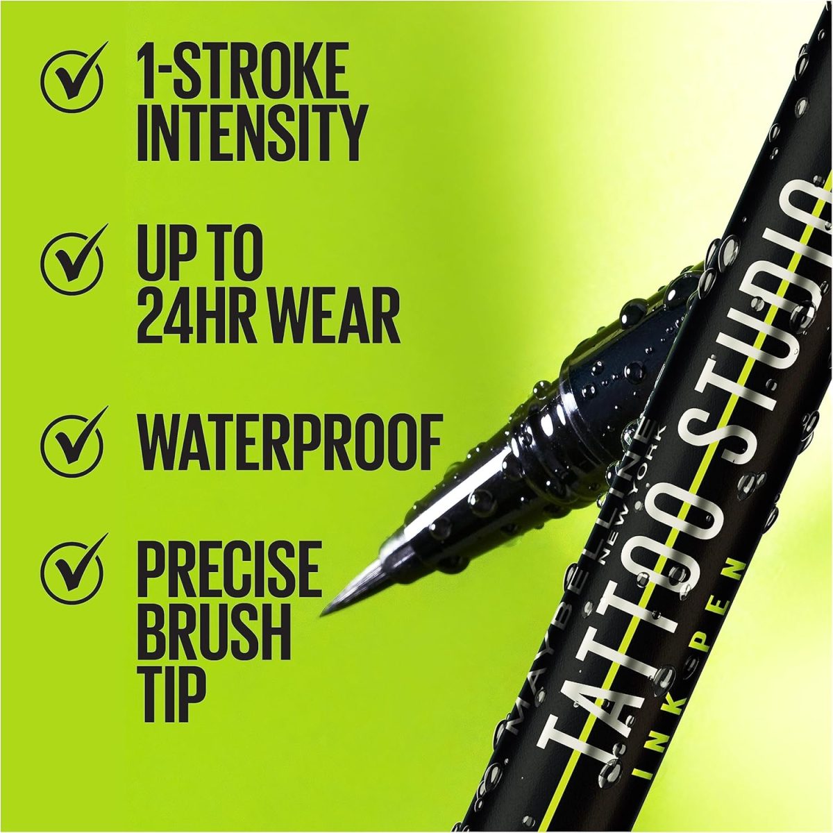 ⁦Maybelline Tattoo Studio Ink Pen Liquid Eyeliner, Up to 24 Hours of Wear, Waterproof & Smudge-Resistant Make Up, Brown, 1 Count⁩ - الصورة ⁦3⁩