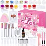 JCOOS Lip Gloss Making Kit, Lip Gloss Set for Teens Kids Tweens Girls Woman Lip Kit Fun DIY Lipgloss Making Kit, Make Your Own Lip Gloss Kit, Moisturizing Glitter Kids Gifts Stuff for Girls 10-12