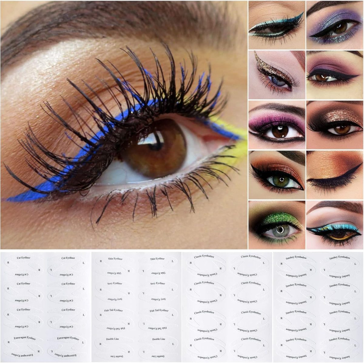 ⁦ELECDON Eyeliner Eyeshadow Template, 24 Pieces Multi-Style Cat Eye Eyeshadow Stickers Makeup Beauty Accessories for Women Girls Beginner Makeup Artist⁩ - الصورة ⁦2⁩