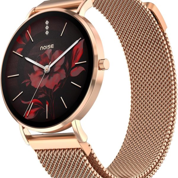 Noise Diva 2 Fashion Smart Watch for Women - Sleekest Dial, 36mm AMOLED Display, Improved Female Cycle Tracker, BT Calling, Sleep Tracking, AI Voice Assistant, Password Protection-Rose Link