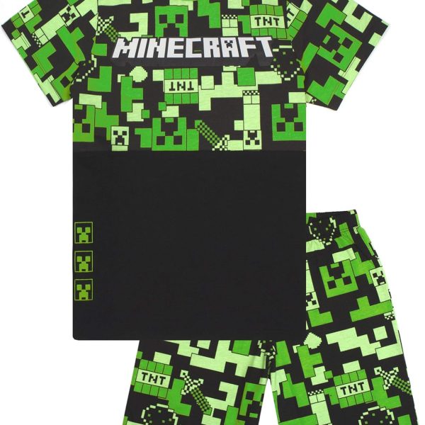 Minecraft Pajamas Boys 4 Design Options Kids Top Shorts Gamer PJs