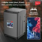⁦Impex 12Kg Fully Automatic Top Load Washing Machine | Dual Inlet (Hot/Cold) | 10 Wash Programs | Child Lock | Auto Restart | Metallic Body | Water Resistant | Detergent Tray | Dark Grey | WM1200TMG⁩ - الصورة ⁦3⁩