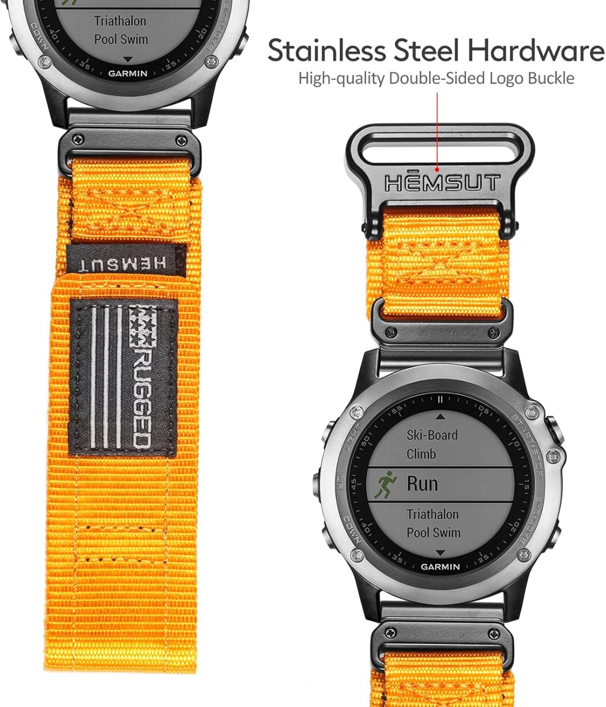 ⁦Compatible With Garmin Watch Band, Super Rugged Nylon Sports Strap With Woven Loop Design, For Fēnix/Forerunner/Approach/MARQ/Quatix/D2 Series Tough Replacement Band For Men⁩ - الصورة ⁦4⁩