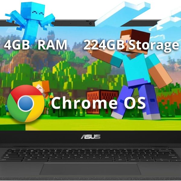 ASUS Chromebook CM1402 14" FHD Anti-Glare Laptop, MediaTek Kompanio 520, 4GB LPDDR4X, 224GB Storage(64GB eMMC+160GB Docking Station Set), HD Webcam, WiFi 6, Bluetooth, Chrome OS, Gravity Gray