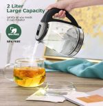 ⁦Electric Kettle1.8L Transparent Glass Kettle Stainless Steel Tea Kettle 1500W Fast Boiling Water Heater,BPA-Free Hot Water Boiler with Auto Shut-Off,Easy to Clean,LED Indicator,Perfect for Home,Office⁩ - الصورة ⁦4⁩