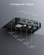 ⁦Charmast Power Bank with Built in Cable, 10000mAh USB C Battery pack 6 Outputs 2 Inputs with LED Display Type C Powerbank Portable Charger Compatible with Smartphones Tablets and More⁩ - الصورة ⁦4⁩