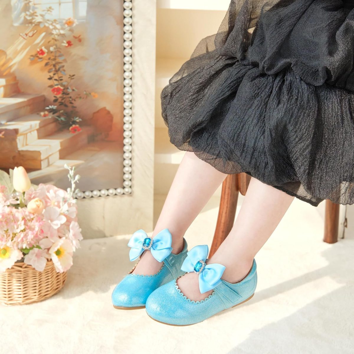⁦Otter MOMO Toddler Little Girls Princess Shoes Mary Jane Ballerina Flats Flower Girl Dress Shoes⁩ - الصورة ⁦2⁩
