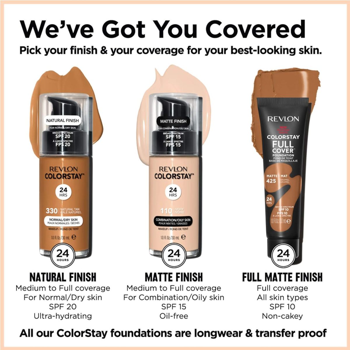 ⁦Revlon CS Full Cover Foundation (Intl with SPF 10)-Natural Ochre⁩ - الصورة ⁦6⁩