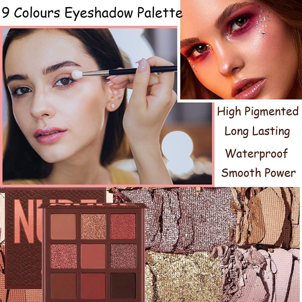 ⁦Khazna Eyeshadow Palette, Women Create Sparkling Eye Makeup Matte Shimmer Eye Shadow Palettes, Long Lasting Eye Makeup Palette, Highly Pigmented Sparkly Glitter Eye Shadow Pallets 9 Colours⁩ - الصورة ⁦6⁩