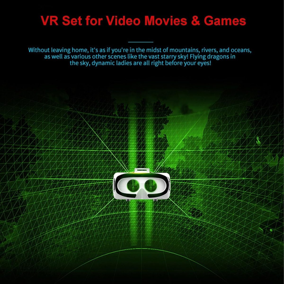 ⁦Virtual Reality Headsets to Play Games/Movies for Adults/Kids, 3D VR Glasses Compatible iOS and Android Smartphones 4.7-7.8in, Vr Headset Set with Controller and Headphones⁩ - الصورة ⁦3⁩