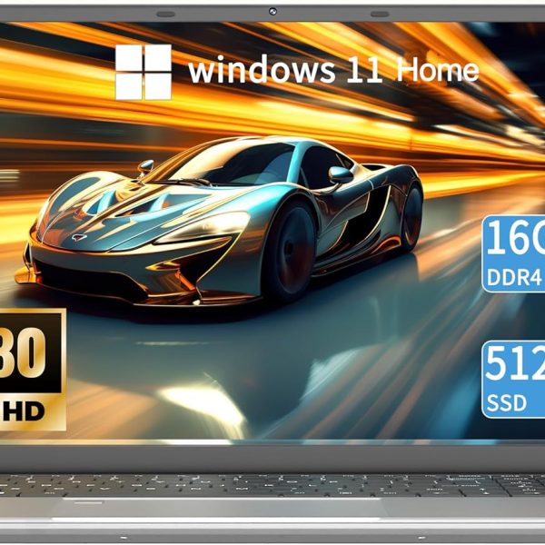 XISEZIUO 15.6" Business Laptop, 16GB RAM 512GB SSD, Processor N95 Quad-Core (Up to 3.4GHz), Backlit Keyboard, Fingerprint, WiFi 5, Windows 11 Laptop, 2-Year Warranty