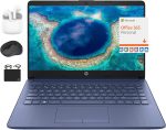 HP New 14" HD Ultral Light Thin Laptop, Quad-Core Intel Celeron Processor, 16GB RAM, 564GB (64GB eMMC+ 500GB Ext), Wi-Fi, Upto 11 Hours, Windows 11 S + 1 Year Office 365+HubxcelAccessory, Royal Blue