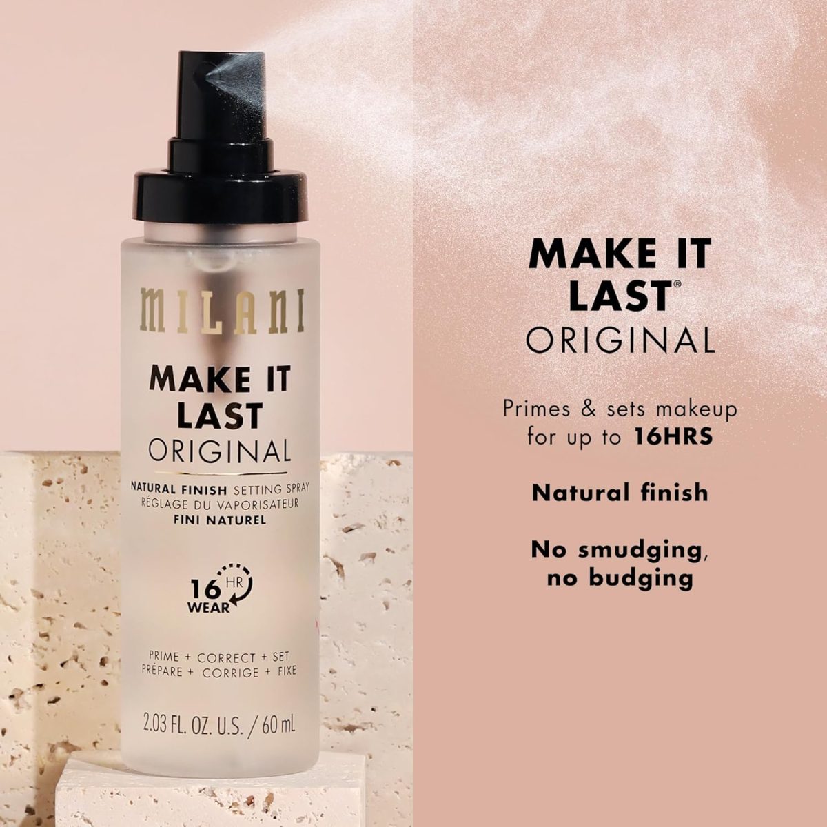 ⁦Milani Make It Last Original - Natural Finish Setting Spray and Primer - Prime + Correct + Set - Long Lasting Makeup Primer and Spray - 2 Pack⁩ - الصورة ⁦3⁩