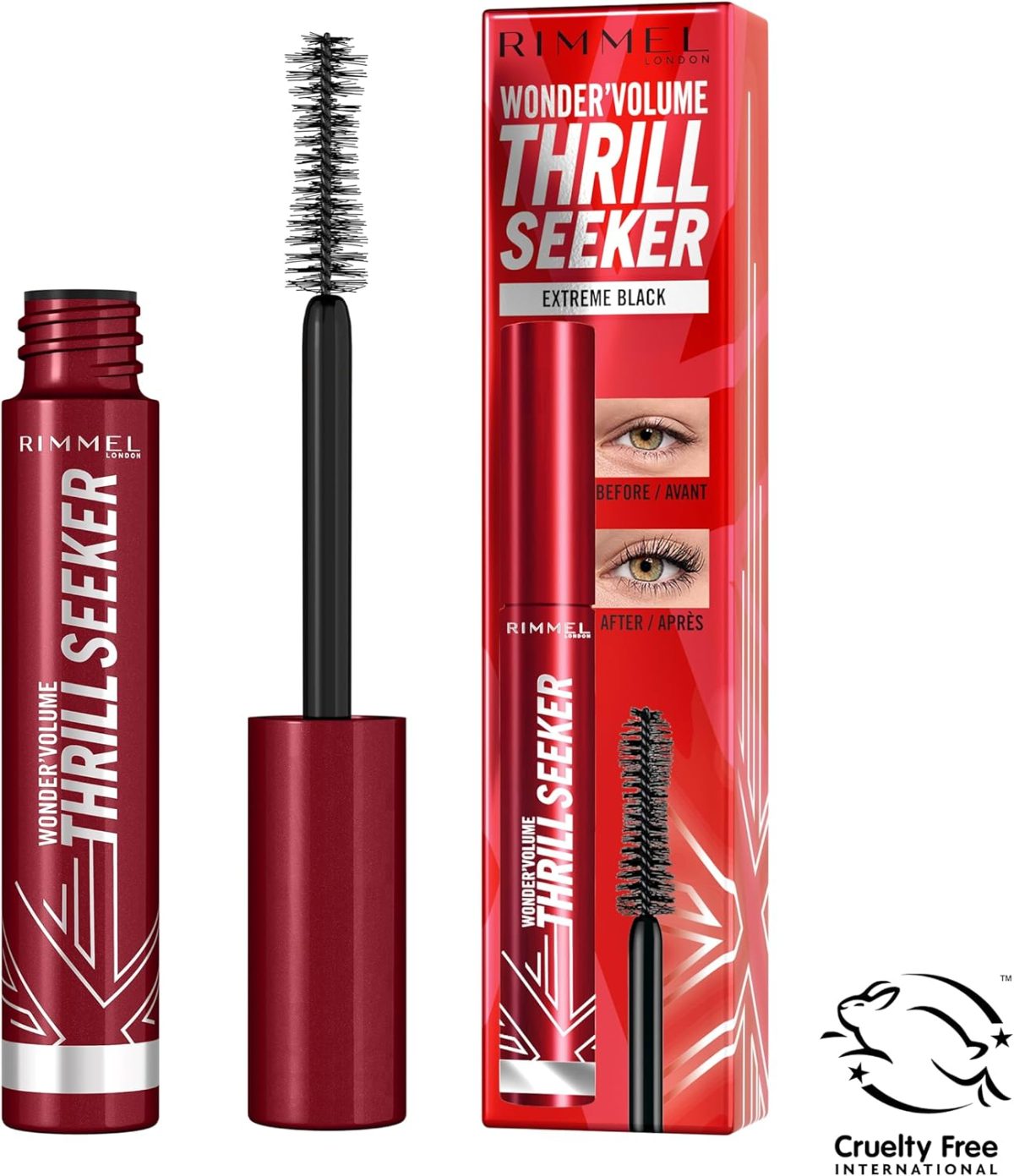 ⁦Rimmel London Thrill Seeker Mascara, Liquid Specialty Volumizing Extreme Black 001, 8 ml,⁩ - الصورة ⁦5⁩