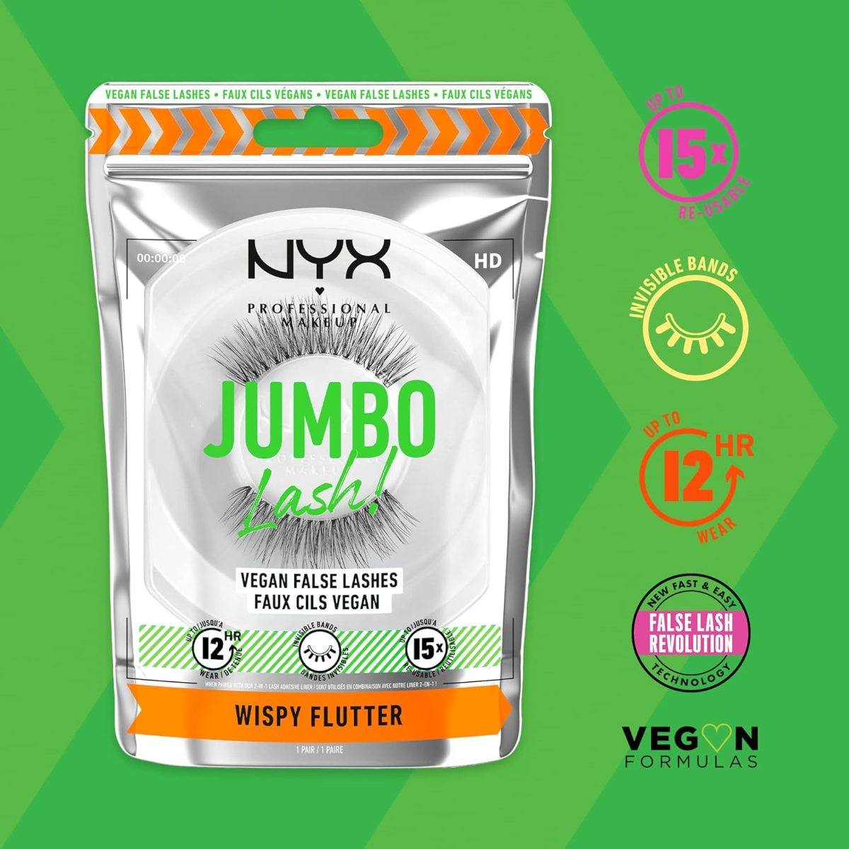 ⁦NYX Professional Makeup Jumbo Lash Vegan False Eyelashes, 03 Wispy Flutter⁩ - الصورة ⁦5⁩