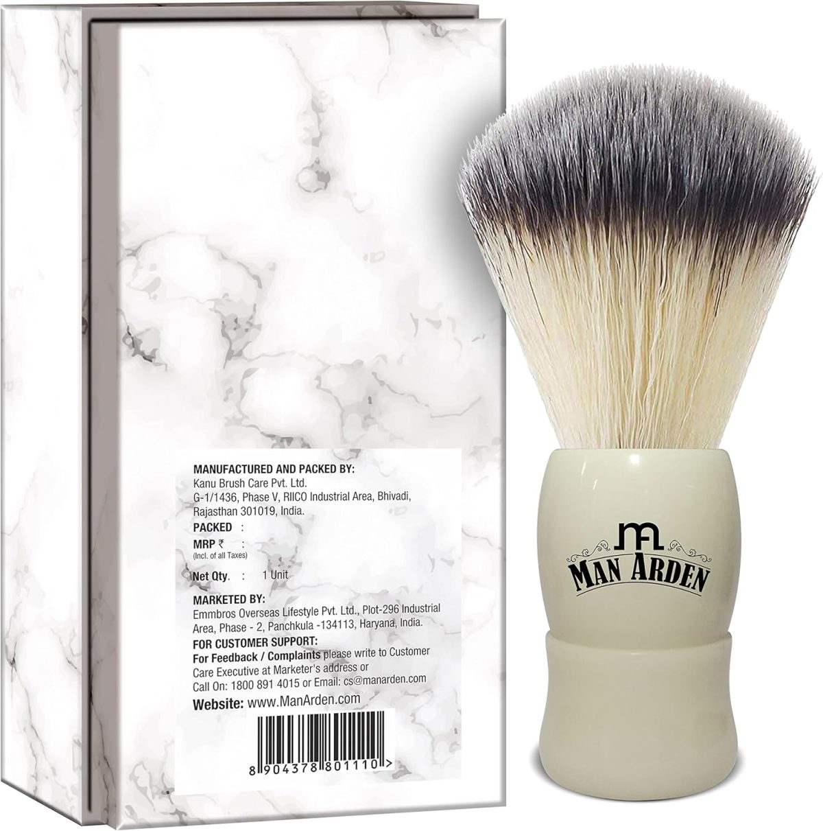 ⁦Man Arden Royal White Premium Shaving Brush With Ultra Soft & Absorbent Bristles & Long Handle | Cruelty Free | For A Smooth Shave⁩ - الصورة ⁦9⁩