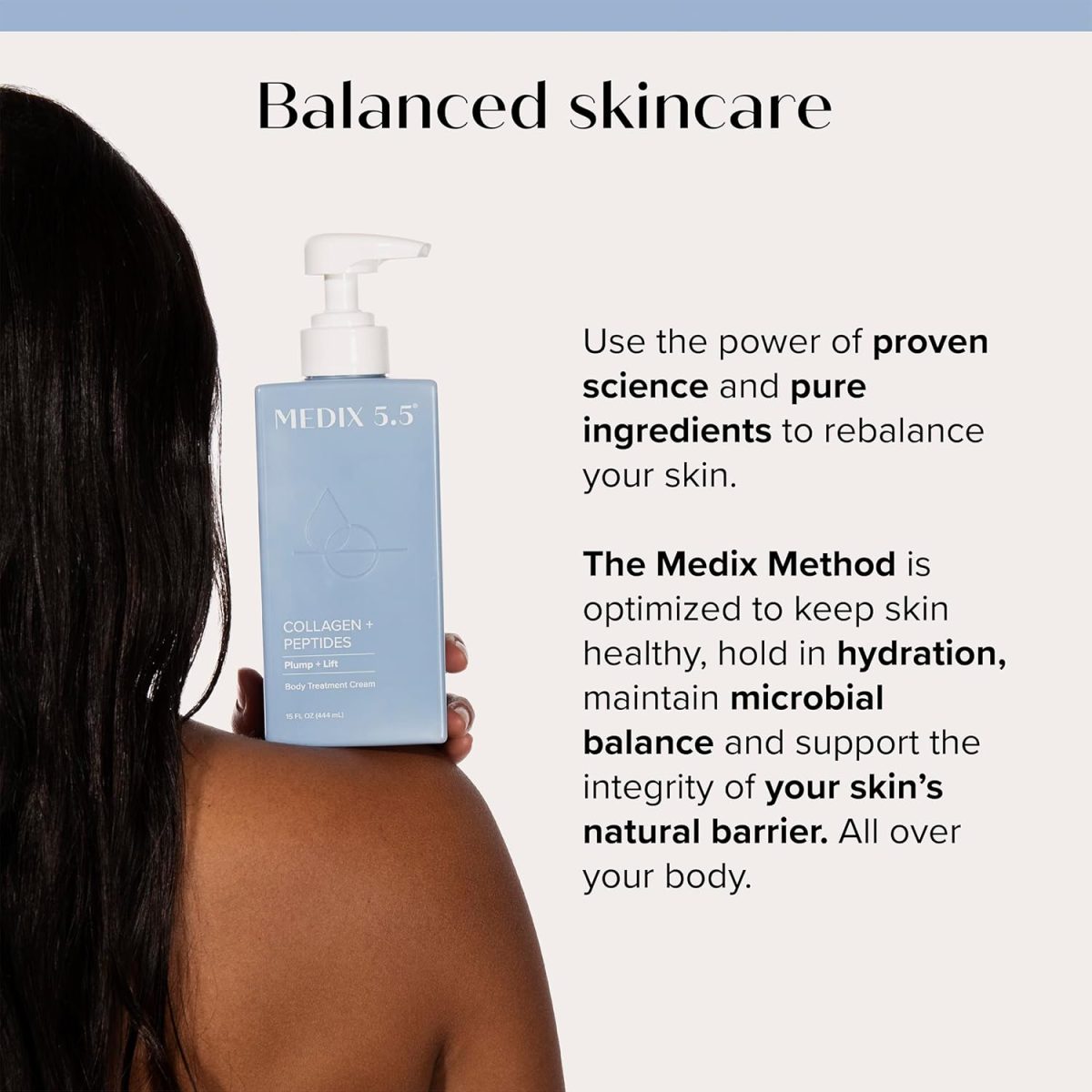 ⁦MEDIX 5.5 Collagen Cream Skin Care Face Lotion & Body Lotion For Dry Skin | Anti Aging Collagen Peptides Firming Cream Body Moisturizers Lifts, Firms, & Tightens For Younger Looking Skin, 15 Fl Oz⁩ - الصورة ⁦5⁩