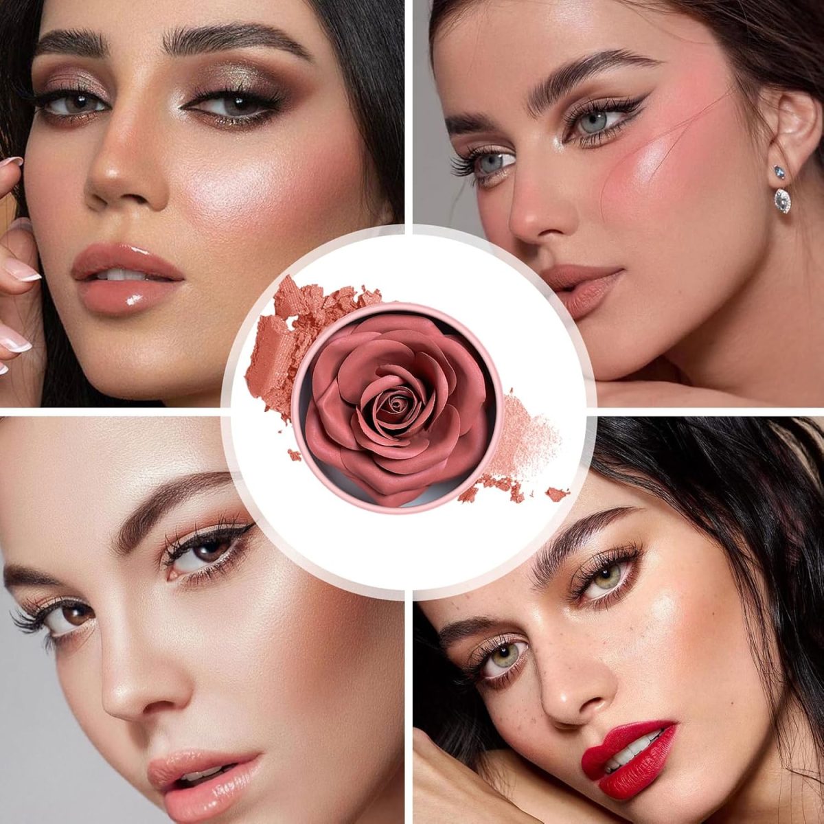 ⁦Rose Blush Flower Blush 3D Rose Petal Long-Lasting Lightweight Buildable Rouge Blusher For Cheek Women Girls Parties Gathering Events⁩ - الصورة ⁦5⁩