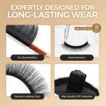 ⁦Russian Volume Lashes 0.03mm Thickness C Curl 8-15mm Mix Tray Faux Individual Eyelash Extension Soft Semi-Permanent Lashes Pure Korean(Professional Salon Use)⁩ - الصورة ⁦4⁩