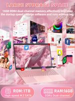 ⁦Rumtuk 16" Rose Gold Laptop, Celeron N5105 CPU, DDR4 16GB RAM 1T SSD, FHD IPS Display, Backlit KB，Fingerprint Unlock, USB 3.0, HDMI, WiFi/BT, Perfect for Work, Study and Play! (Rose Gold,1TB SSD)⁩ - الصورة ⁦4⁩