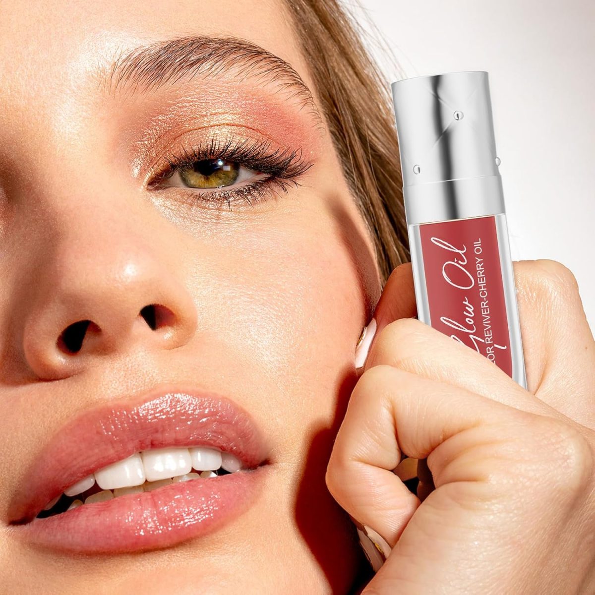 ⁦Lip Glow Oil Color Reviver Cherry Oil, Hydrating Lip Glow Oil Long-Lasting Nourishing Lip Gloss Moisturizing Non-Sticky Plumping Lip Stain Tinted Cherry Oil Lip Care (Ruby Red)⁩ - الصورة ⁦4⁩
