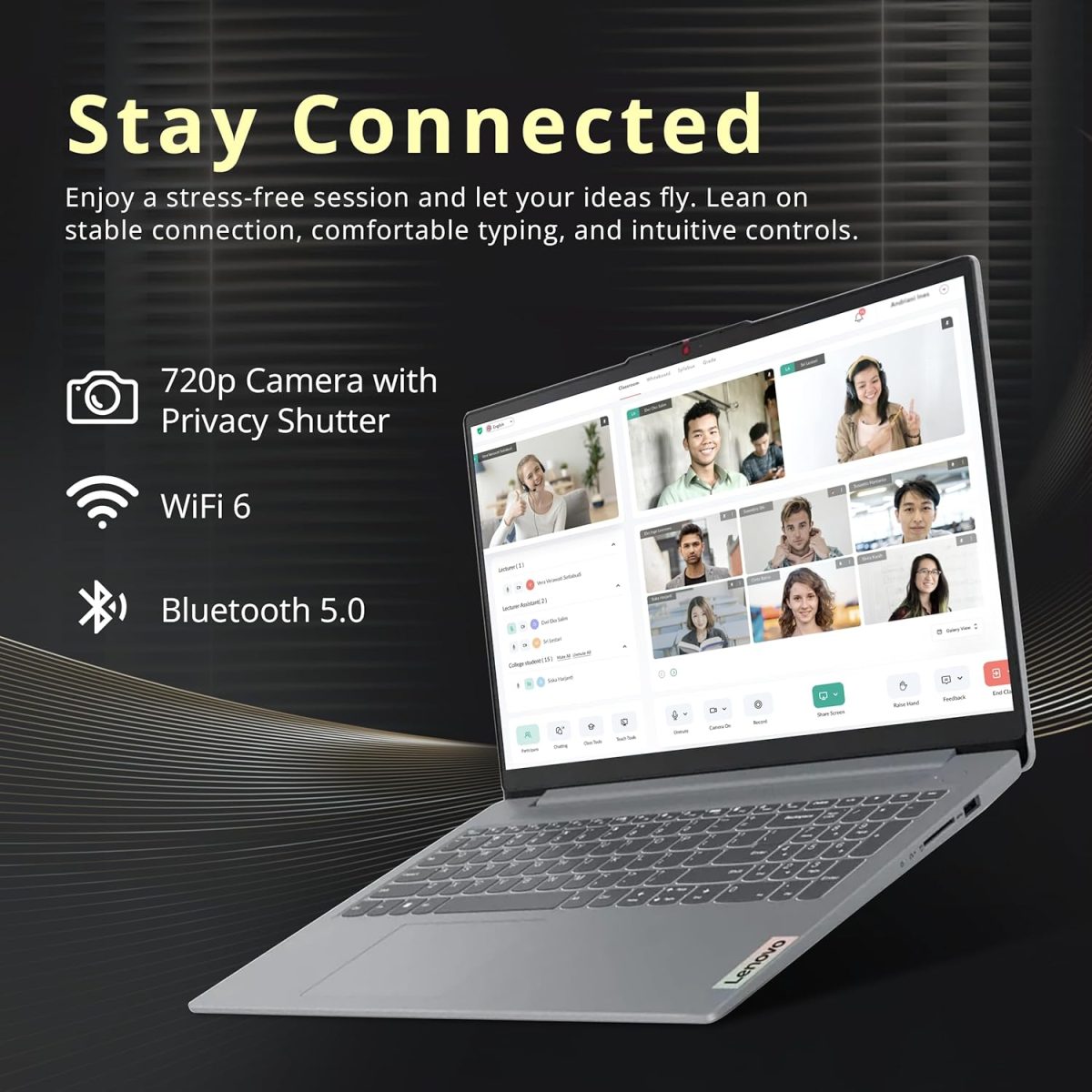 ⁦Lenovo IdeaPad Slim 3 15.6" FHD Anti-Glare Laptop, Intel i3-N305, 8GB LPDDR5, 1.16TB Storage(1TB SSD+160GB Docking Station Set), Num Pad, HD Camera, Dolby Audio, WiFi 6, Win 11, Grey⁩ - الصورة ⁦4⁩