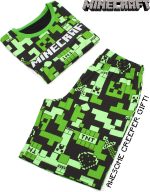 ⁦Minecraft Pajamas Boys 4 Design Options Kids Top Shorts Gamer PJs⁩ - الصورة ⁦3⁩