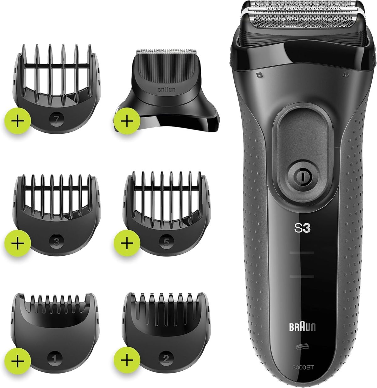 Braun Series 3 3-in-1 Electric Shaver, Beard Trimmer with 5 Comb Attachments, Wet & Dry, 45 Minutes Battery Life, Rechargeable and Wireless Shaver, Black/Grey