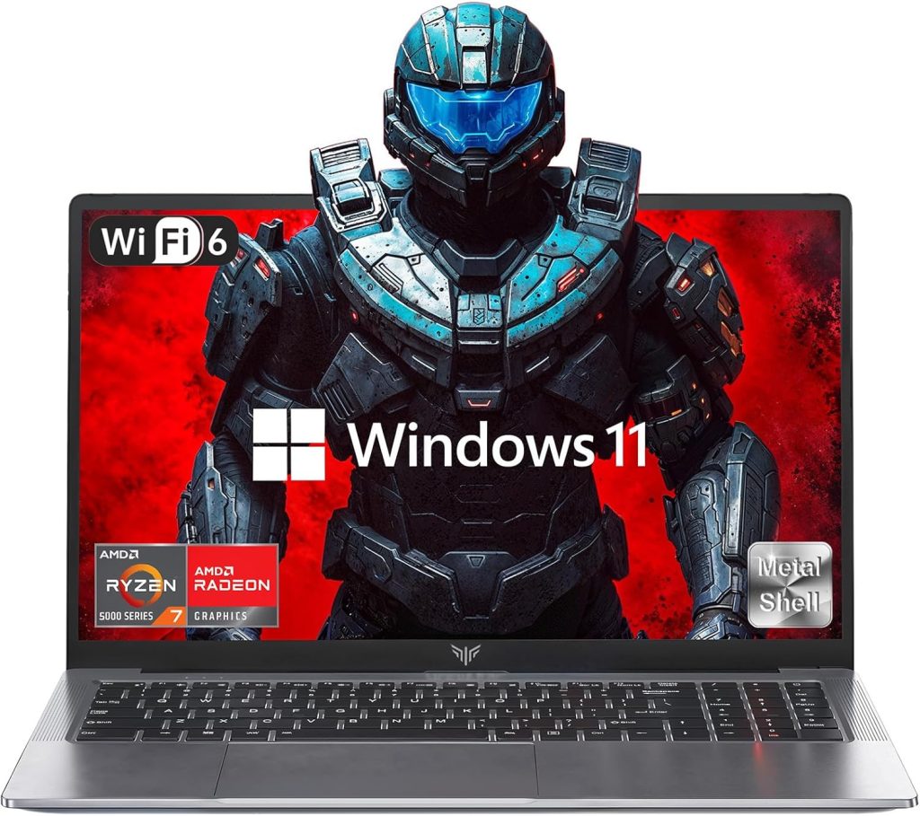 KAIGERR 2025 Laptop, Laptop Computer with AMD Ryzen 7 5000 Series (8C/16T, Up to 4.3GHz), 16GB RAM 512GB NVMe SSD Windows 11 Laptop, Radeon RX Vega 8 Graphics, WiFi 6, 53Wh Battery, Backlit KB