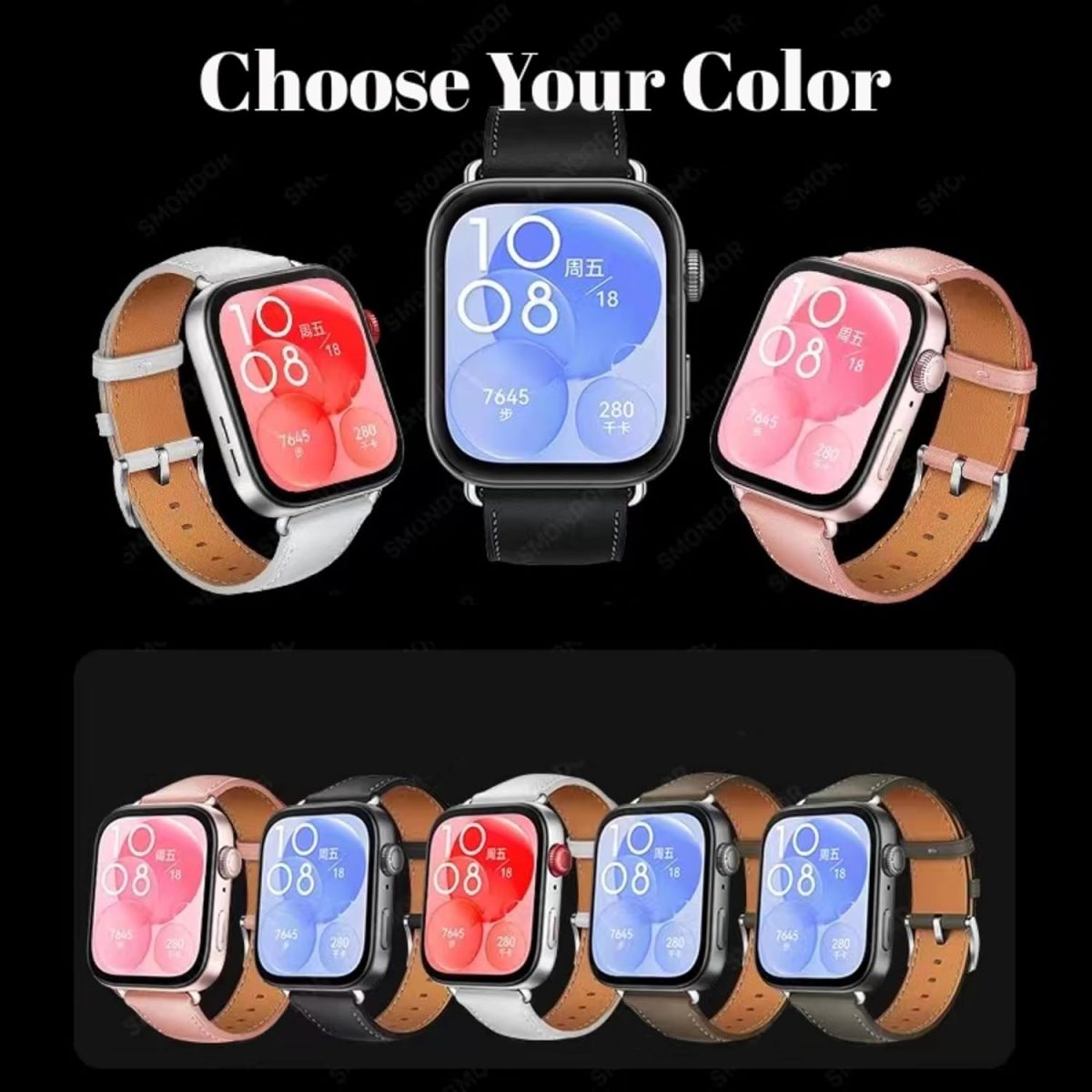 ⁦NESLIN Leather Band Compatible with Huawei Watch Fit 4/4 Pro 2025/Fit 3 Band Replacement Straps, Premium Leather Classic Style Replacement Strap Wristband for Women Men⁩ - الصورة ⁦7⁩