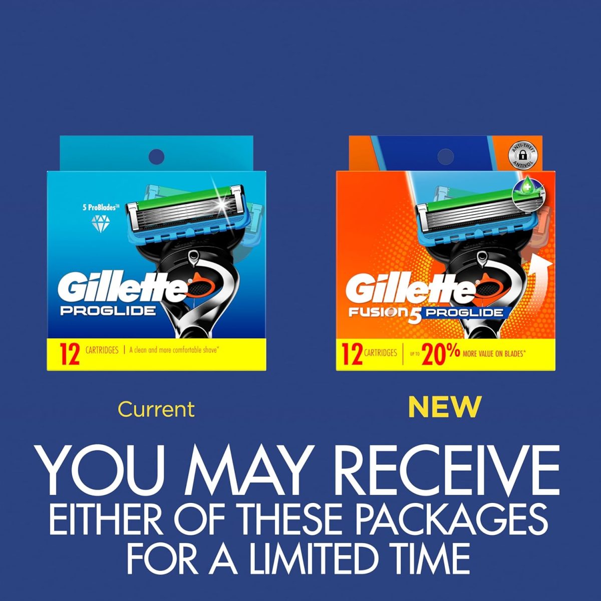 ⁦Gillette ProGlide Razor Refills for Men, 12 Razor Blade Refills⁩ - الصورة ⁦2⁩