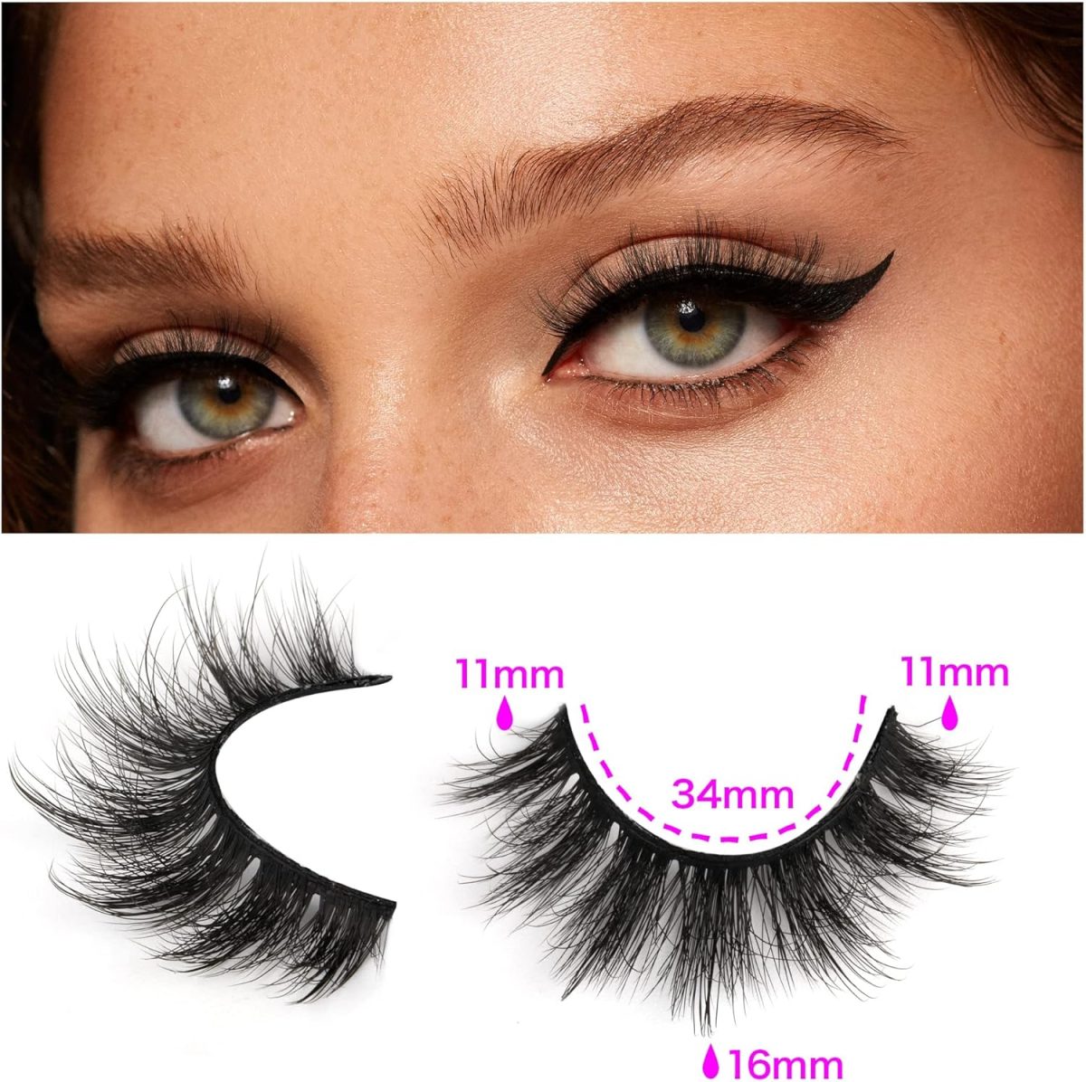⁦14 Pairs Wispy Mink Lashes Fluffy Eye Lashes, Natural Look 5D Volume 16mm Fake Eyelashes, Makeup Tools Eye Lashes⁩ - الصورة ⁦2⁩