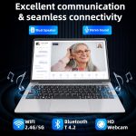 ⁦لابتوب فضي 14 انش، شاشة FHD IPS، سيليرون J4125، 8GB DDR4، 128GB SSD، [ويندوز 11 برو واوفيس 365]، رفيع للغاية، فتحة 180 درجة، USB 3.0، بلوتوث، مثالي للدراسة والعمل (128GB)⁩ - الصورة ⁦6⁩