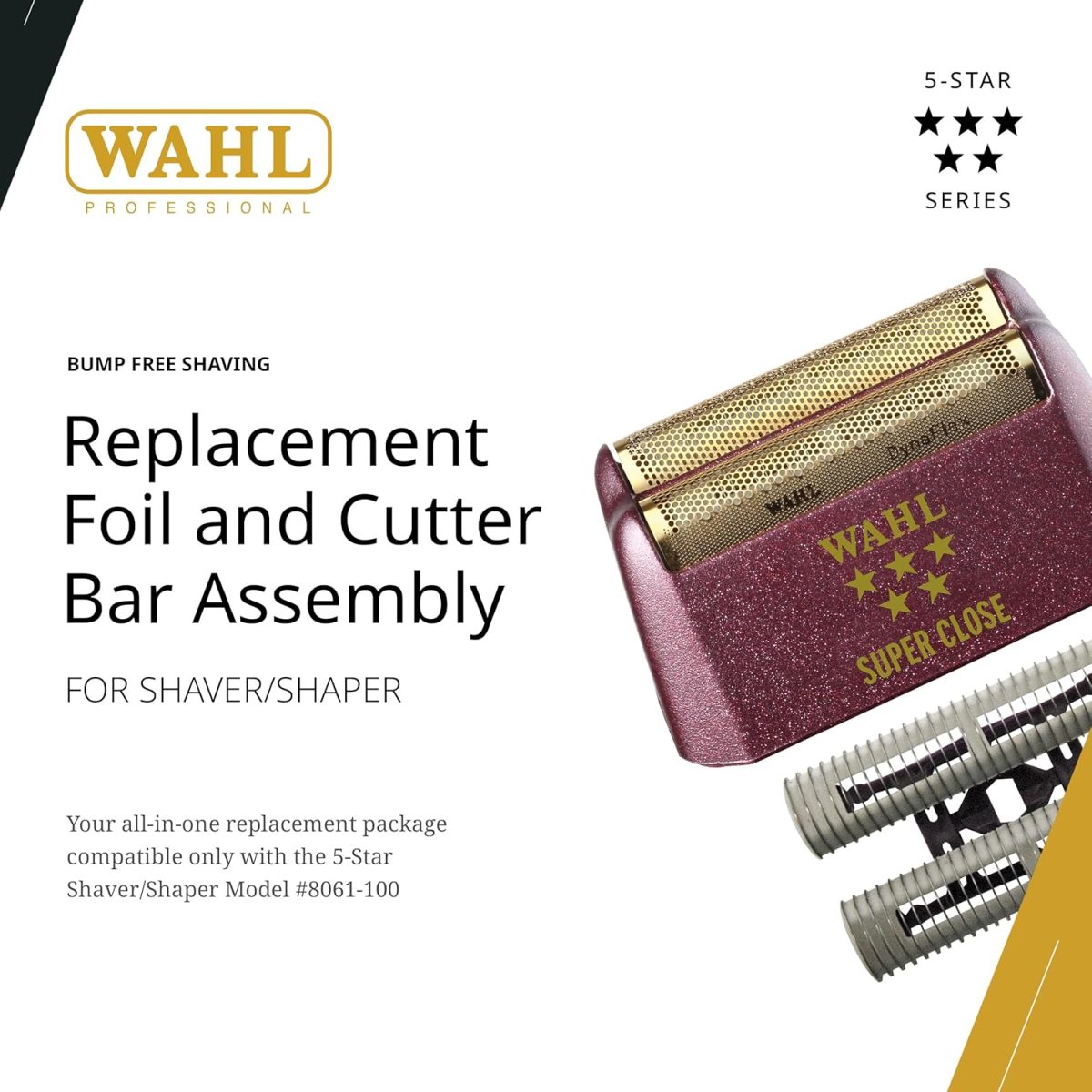 ⁦Wahl Professional 5 Star Series Shaver Shaper Replacement Super Close Gold Foil and Cutter Bar Assembly, Hypo-allergenic, Super Close Shaving, for Professional Barbers and Stylists - Model 7031-100⁩ - الصورة ⁦2⁩