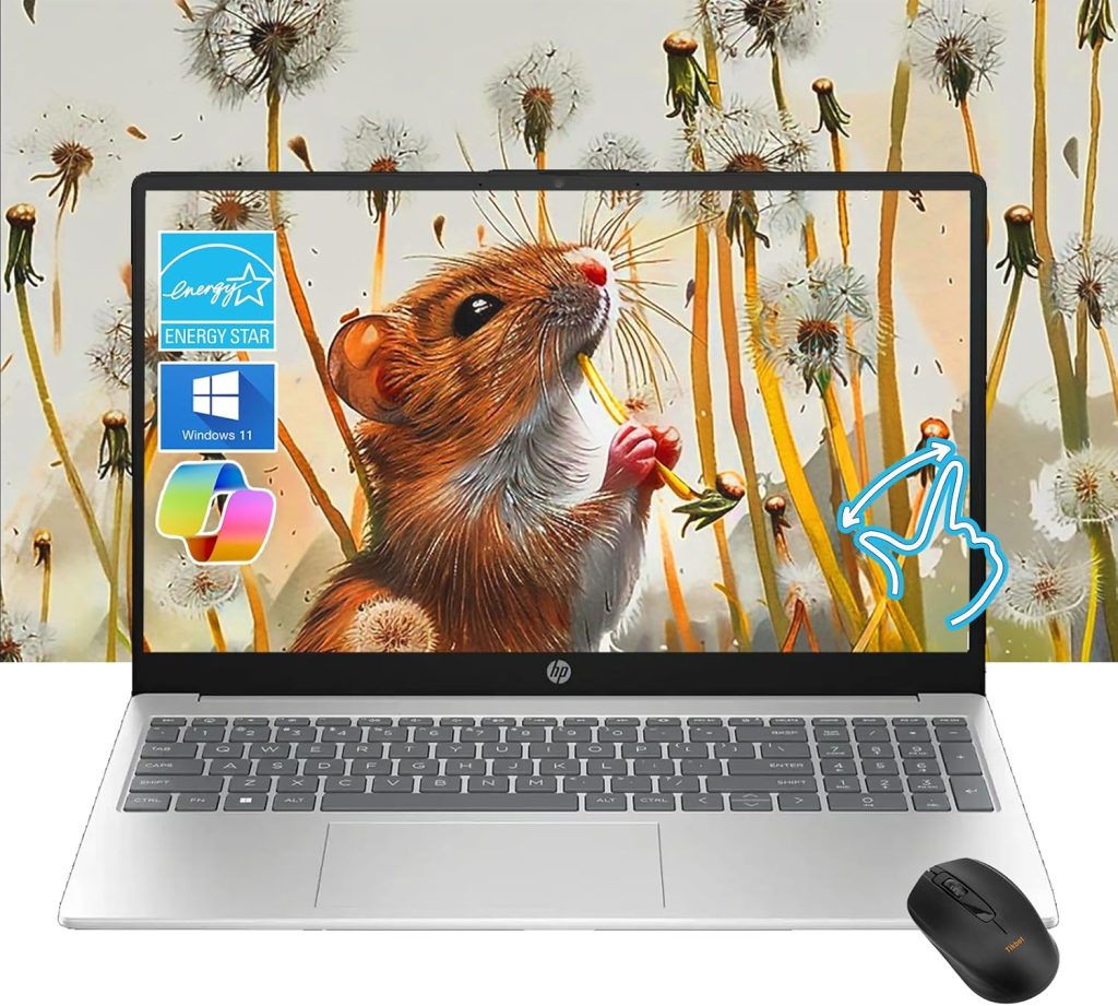 HP Pavilion 15.6" HD Touchscreen Laptop | 16GB RAM | 1TB SSD | Intel Core i3-1215U up to 4.1GHz | 11Hr Battery | Windows 11 | USB-C & HDMI | Sleek Silver | w/Mouse