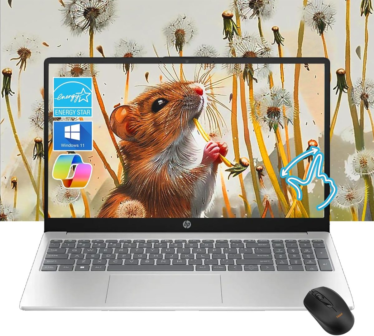 HP Pavilion 15.6" HD Touchscreen Laptop | 16GB RAM | 1TB SSD | Intel Core i3-1215U up to 4.1GHz | 11Hr Battery | Windows 11 | USB-C & HDMI | Sleek Silver | w/Mouse