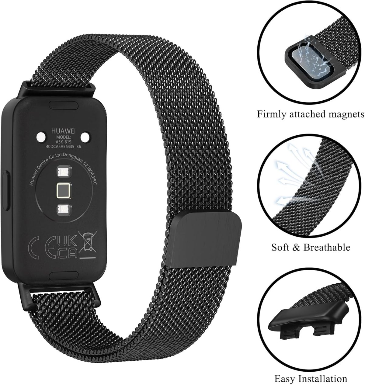 ⁦Metal Strap for Huawei Band 9/Huawei Band 8 Strap, Adjustable Stainless Steel Strap with Magnetic Buckle for Huawei Band 9/8 Band Women Men⁩ - الصورة ⁦2⁩