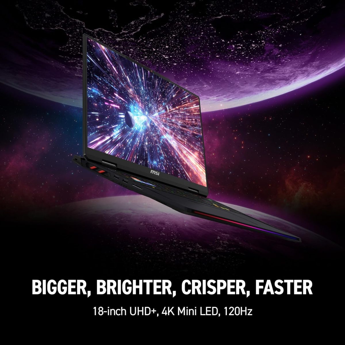 ⁦MSI Raider 18 HX AI 18” 120Hz UHD+ Gaming Laptop: Intel Core U9-285HX, NVIDIA Geforce RTX 5080, 64GB DDR5, 4TB NVMe SSD, Thunderbolt 5, Wi-Fi 7, Win 11 Home: Black A2XWIG-014US⁩ - الصورة ⁦5⁩