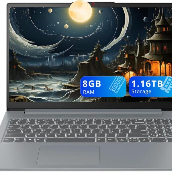 Lenovo IdeaPad Slim 3 15.6" FHD Anti-Glare Laptop, Intel i3-N305, 8GB LPDDR5, 1.16TB Storage(1TB SSD+160GB Docking Station Set), Num Pad, HD Camera, Dolby Audio, WiFi 6, Win 11, Grey