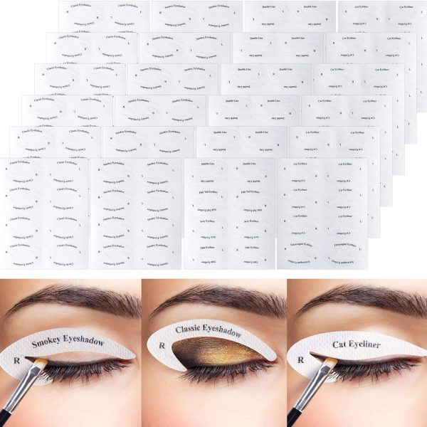 ELECDON Eyeliner Eyeshadow Template, 24 Pieces Multi-Style Cat Eye Eyeshadow Stickers Makeup Beauty Accessories for Women Girls Beginner Makeup Artist