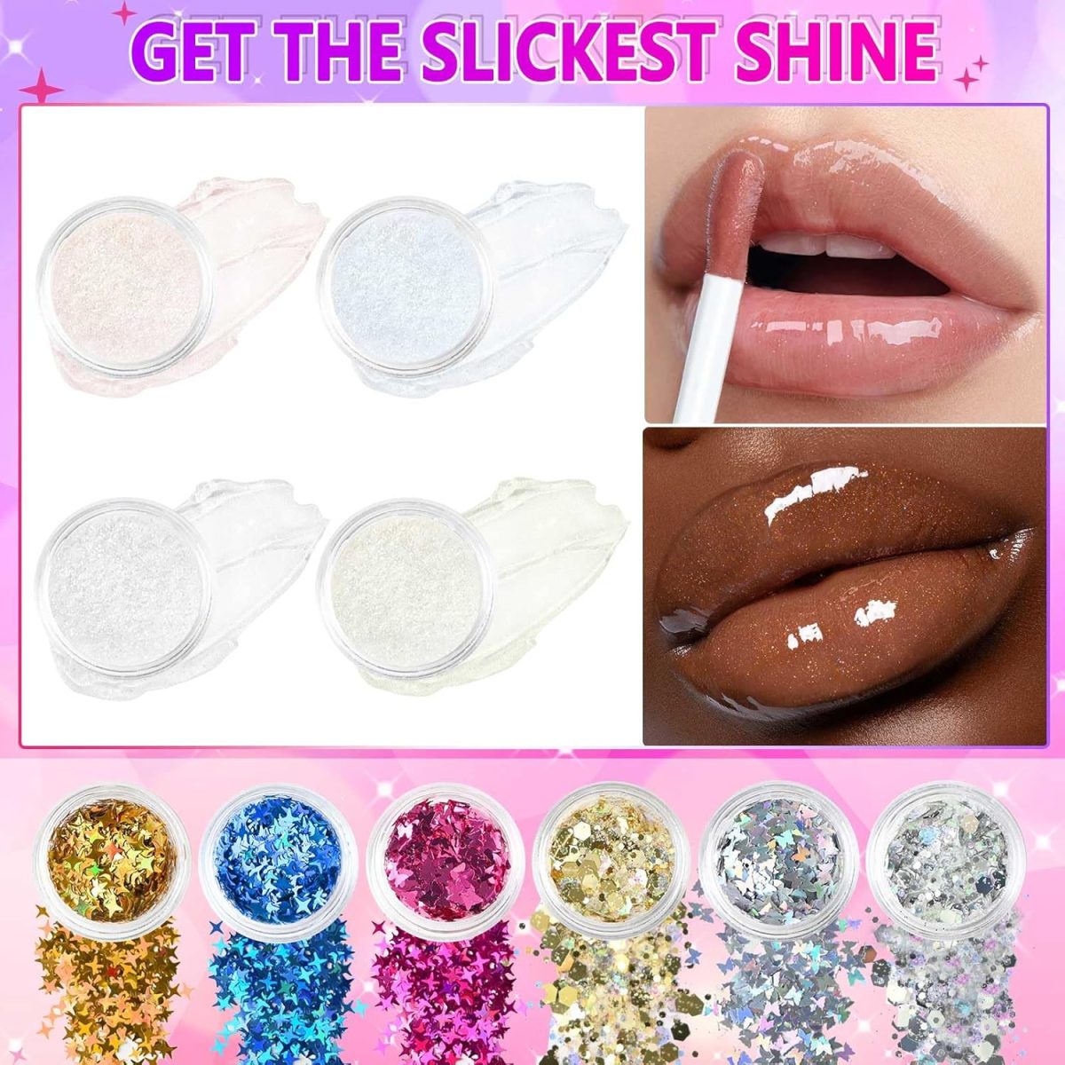 ⁦JCOOS Lip Gloss Making Kit, Lip Gloss Set for Teens Kids Tweens Girls Woman Lip Kit Fun DIY Lipgloss Making Kit, Make Your Own Lip Gloss Kit, Moisturizing Glitter Kids Gifts Stuff for Girls 10-12⁩ - الصورة ⁦4⁩