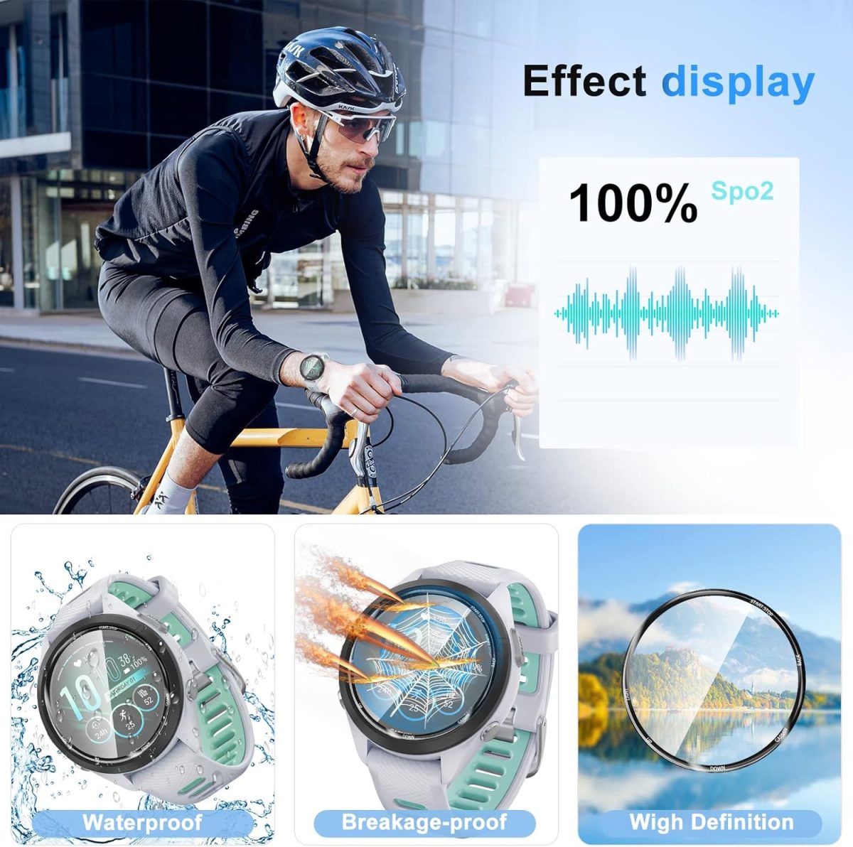 ⁦Diruite 3-Pack Screen Protector for Garmin Forerunner 265S, HD Glass Screen Protector for Garmin Forerunner 265S [Bubble-free] [Scratch Resistant] [Full Cover]⁩ - الصورة ⁦4⁩