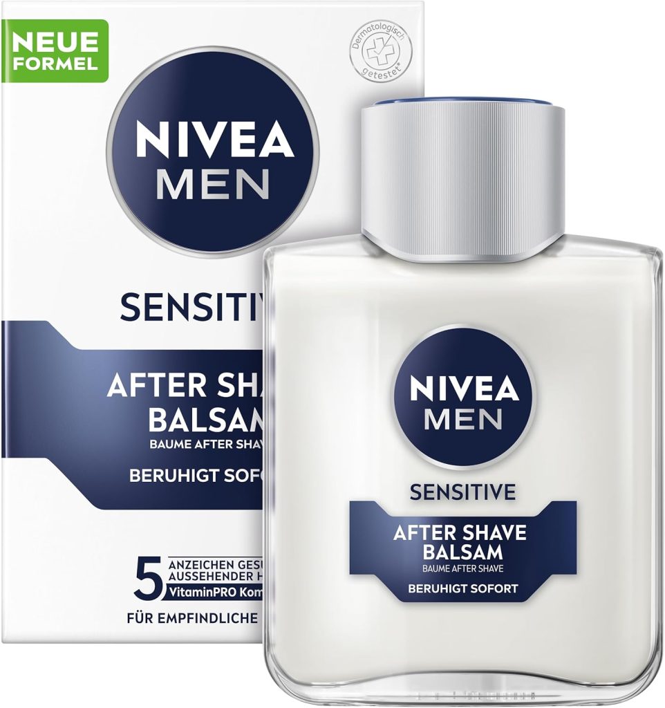 NIVEA MEN Sensitive After Shave Balm, Face Care After Shaving for Sensitive Men's Skin, Soothing Shaving Care to Relieve Skin Irritation (100 ml)