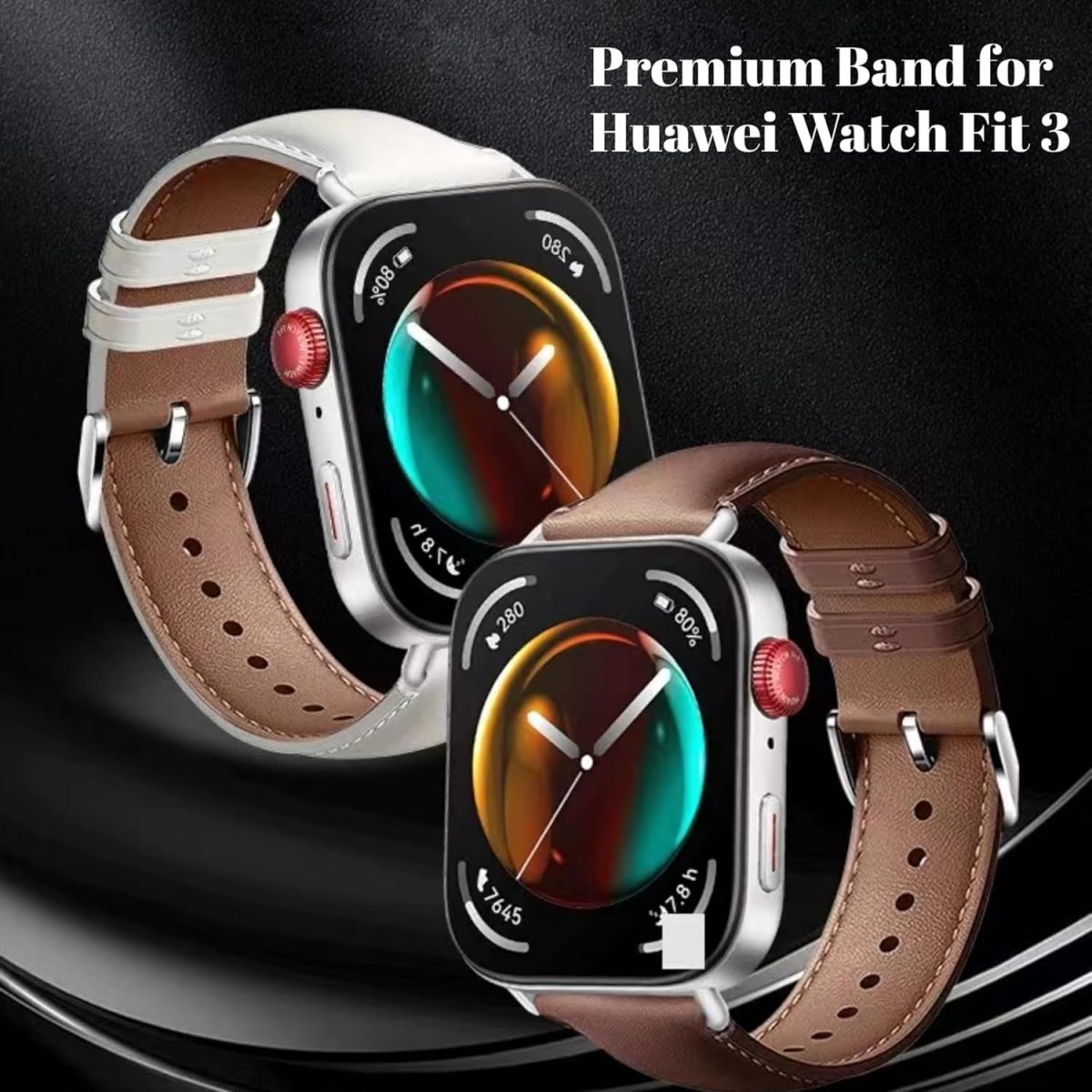 ⁦NESLIN Leather Band Compatible with Huawei Watch Fit 4/4 Pro 2025/Fit 3 Band Replacement Straps, Premium Leather Classic Style Replacement Strap Wristband for Women Men⁩ - الصورة ⁦2⁩