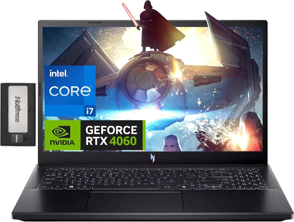 acer Nitro V15 15.6" FHD 144Hz Gaming Laptop, Intel i7-13620H, 64GB DDR5 RAM, 2TB SSD, NVIDIA GeForce RTX 4060, Backlit Keyboard, Wi-Fi 6, Win 11 Pro, Black, 256GB Docking Station Set