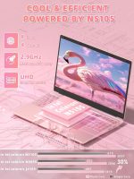 ⁦Rumtuk 16" Rose Gold Laptop, Celeron N5105 CPU, DDR4 16GB RAM 1T SSD, FHD IPS Display, Backlit KB，Fingerprint Unlock, USB 3.0, HDMI, WiFi/BT, Perfect for Work, Study and Play! (Rose Gold,1TB SSD)⁩ - الصورة ⁦3⁩