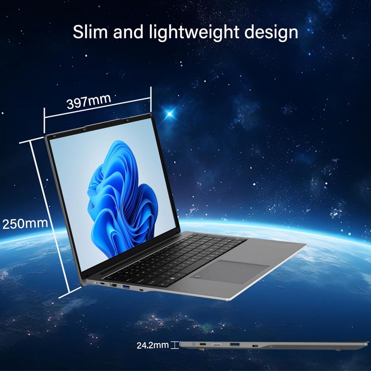 ⁦XISEZIUO 17.3 Inch Laptop Computer, Gaming Laptop, 16GB RAM 256GB SSD, N5095 Processor, FHD 1920 * 1080, Backlit Keyboard, Windows 11 Pro, Fingerprint Unlock, BT 4.2, WiFi 5⁩ - الصورة ⁦6⁩