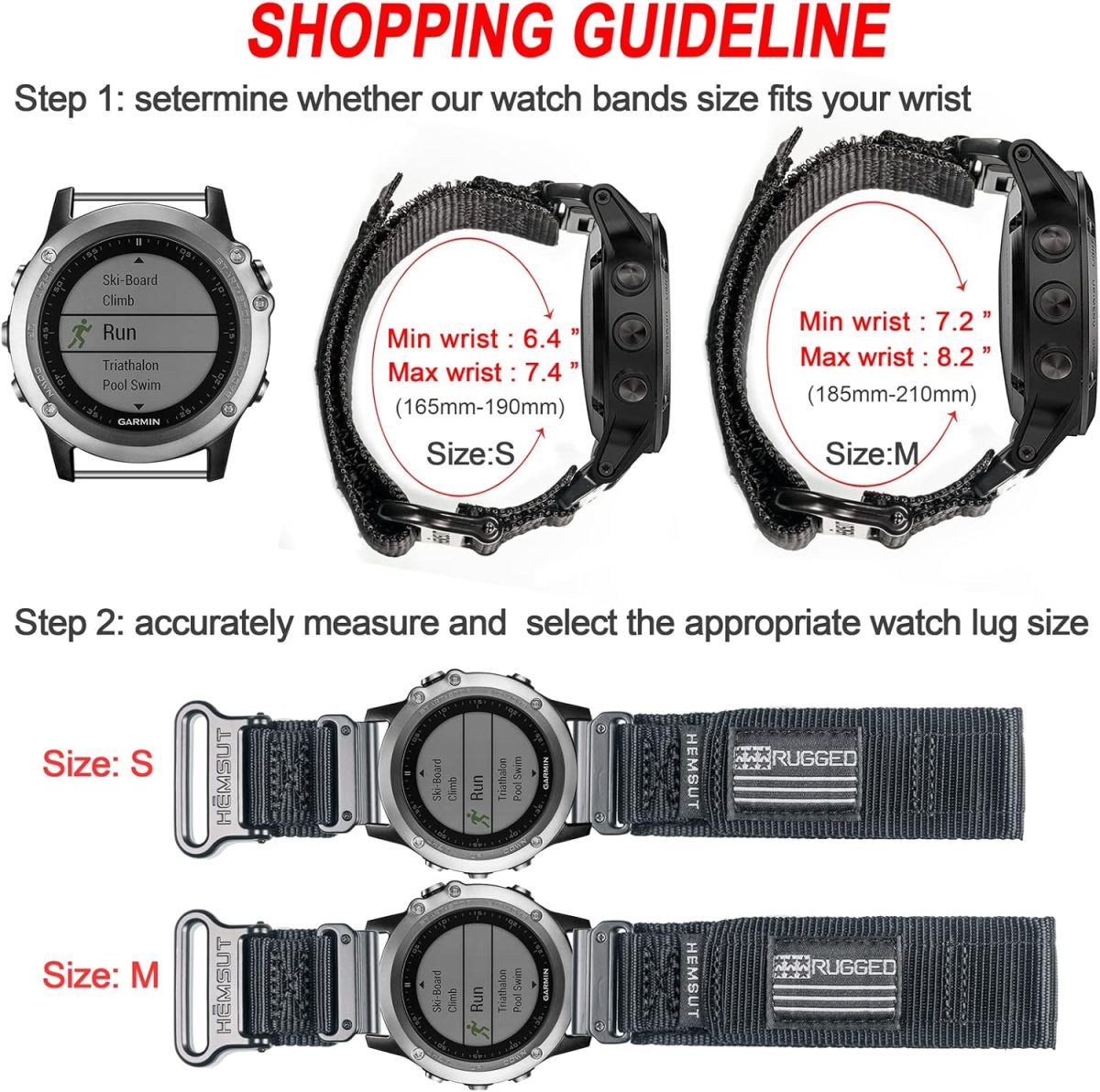 ⁦Compatible With Garmin Watch Band, Super Rugged Nylon Sports Strap With Woven Loop Design, For Fēnix/Forerunner/Approach/MARQ/Quatix/D2 Series Tough Replacement Band For Men⁩ - الصورة ⁦5⁩