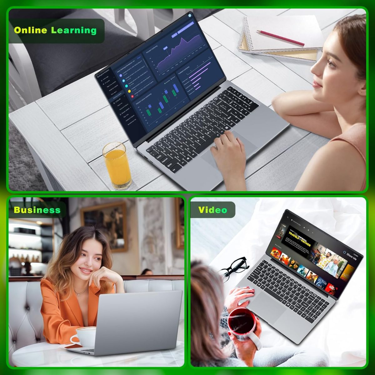 ⁦15.6 inch gaming laptop,N4000 Processor,8GB RAM 256GB SSD,Notebook Computers Laptops 1920x1080 Display,WiF5,Mini HDMI, win 11 pro,Laptops for Students,Business Work,gaming laptop cheap,portable gamer⁩ - الصورة ⁦7⁩